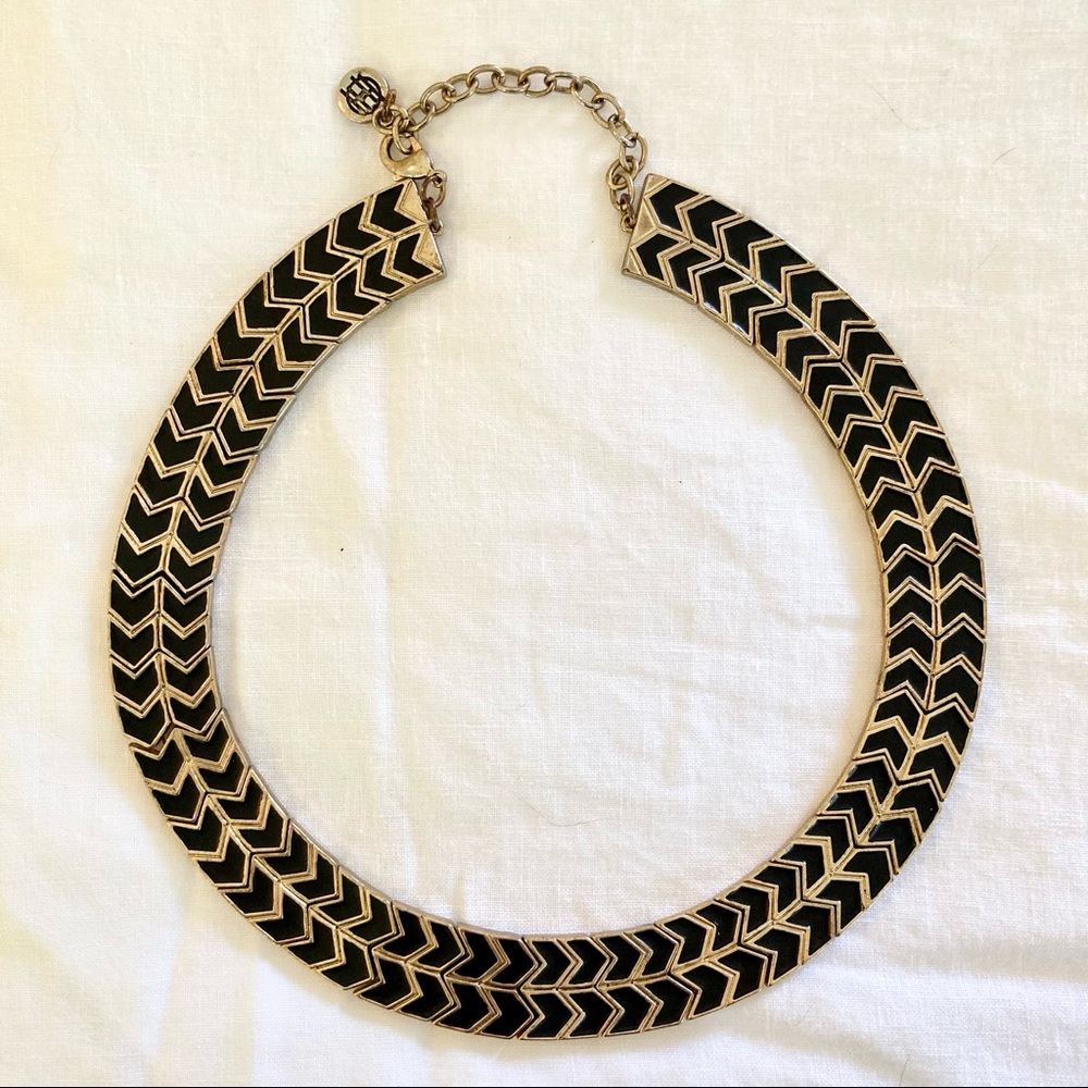 House of Harlow Collar Necklace Black and Gold